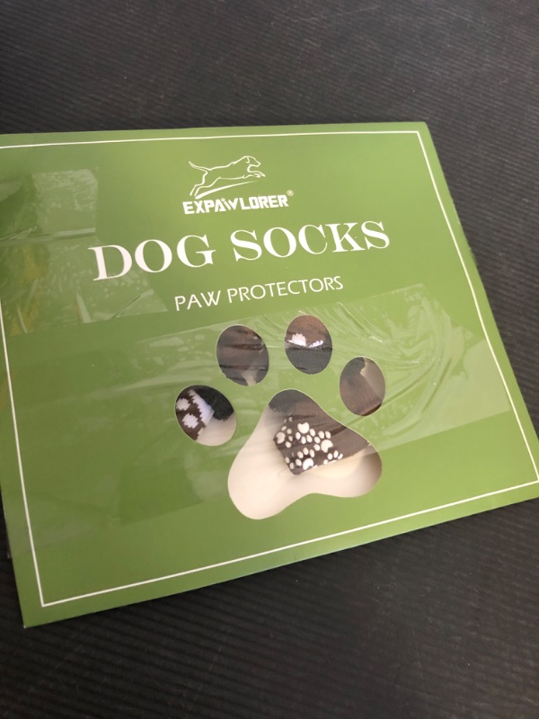Photo 1 of EXPAWLORER Anti Slip Dog Socks to Prevent Licking Paws, Dog Shoes for Hot Pavement, Dog Booties for Small Medium Large Senior Dogs, Traction Control Boots & Paw Protectors for Hardwood Floors Coffee