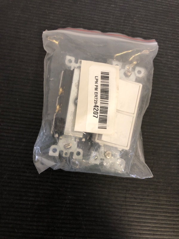 Photo 1 of Wengart Duplex Rocker Combination Decorator Switch,120VAC 15Amp,Ground Terminal,Residential/Commercial Grade,2 Individual Switches,UL Listed,Pack of 2,White