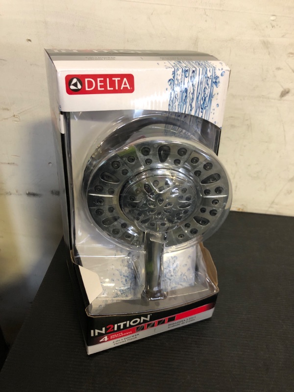 Photo 1 of Delta 4-Setting In2ition 2-in-1 Dual Shower Head with HandHeld Spray, Chrome Detachable Shower Head with Hose, Showerhead, 1.75 GPM Flow Rate, Chrome 75486C