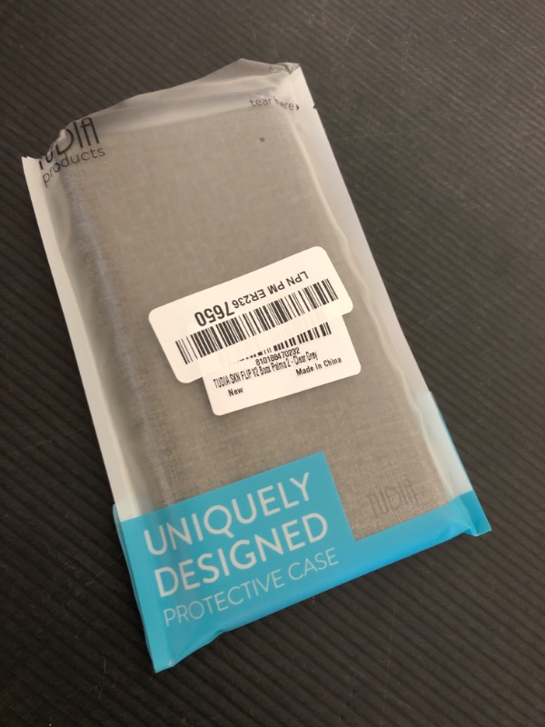Photo 1 of TUDIA SKN FLIP V2 Designed for Onyx Boox Palma 2 Case - [Enhanced Auto Wake/Sleep Technology] Shockproof Slim Transparent TPU Back with Textured Leather Cover - Clear Grey
