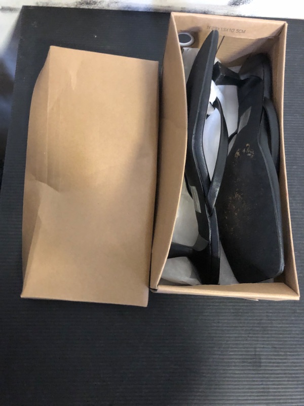 Photo 1 of Goderci Kitten Flip Flop Thong Low Heels for Women Square Open Toe Slip On Heeled Sandals(9.5,Black)