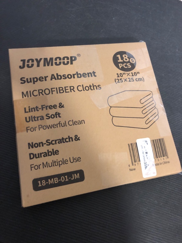 Photo 1 of JOYMOOP 18 Pack Microfiber Cleaning Cloth, Kitchen Towels for Dish Drying Washing, Absorbent Streak Free Lint Free Rags for Cleaning, Reusable and Washable Towels - 10" x 10"