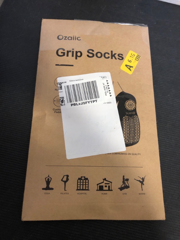 Photo 1 of Yoga Socks for Women Non-Slip Grips & Straps, Ideal for Pilates, Pure Barre, Ballet, Dance, Barefoot Workout (2 Pairs- Black/Gray, one_size)