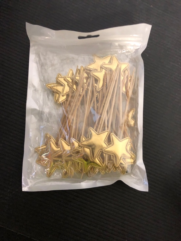 Photo 1 of Thinp 50 Pcs Gold Star Cupcake Toppers,Stars for Cake Decorating Star Cake Toppers Gold Cupcake Toppers Sticks for Wedding Engagement Bridal Shower Birthday Party