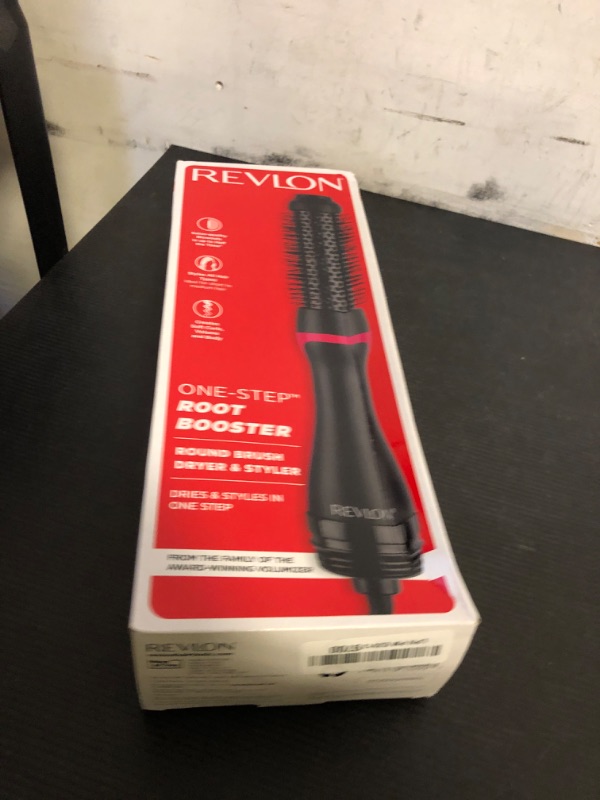 Photo 1 of REVLON One-Step Hair Dryer and Styler - Root Booster Round Brush for Styling, Dryer Brush for Fast and Easy Salon-Quality Blowout, More Shine and Less Frizz (1-1/2 in)