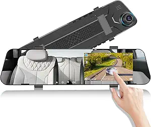 Photo 1 of CAMECHO 4.5" Mirror Dash Cam Backup Camera 1080P FHD Front and Rear View Mirror Camera for Cars Dual Lens Cam Loop Recording 170°Wide Angle G-Sensor Parking Assistance