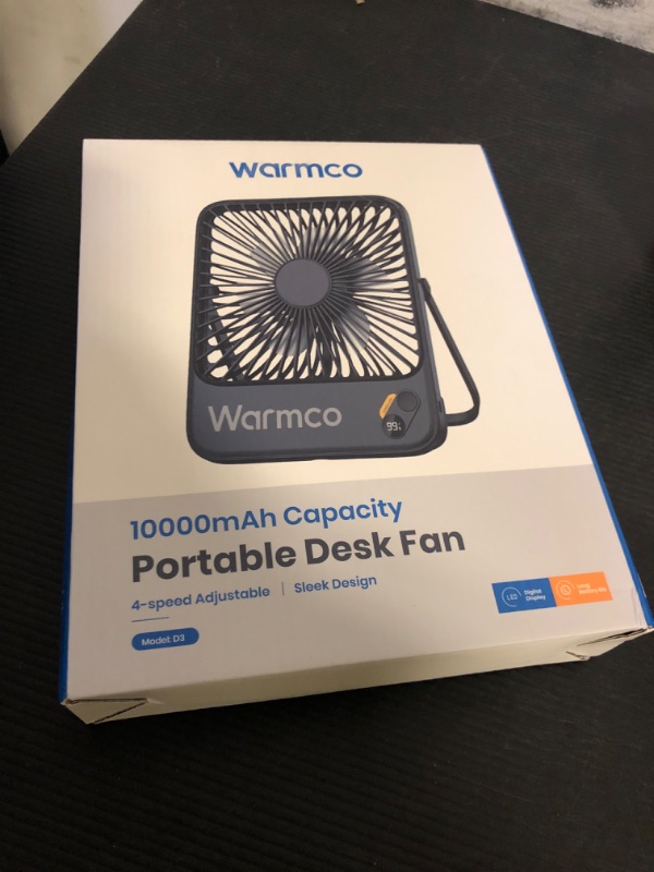 Photo 1 of Warmco 10000mAh Portable Travel Fan 7-inch, [10-24H Runtime] Ultra-thin Digital Display Small Desk Battery Operated Fan for Camping, Office, Bedroom, Cruise Essentials 2025