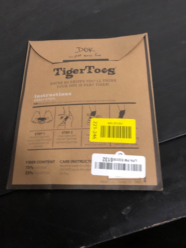 Photo 1 of DOK TigerToes Premium Non-Slip Dog Socks for Hardwood Floors - Extra-Thick Grip That Works Even When Twisted - Prevents Licking, Slipping, and Great for Dog Paw Protection - Size Small