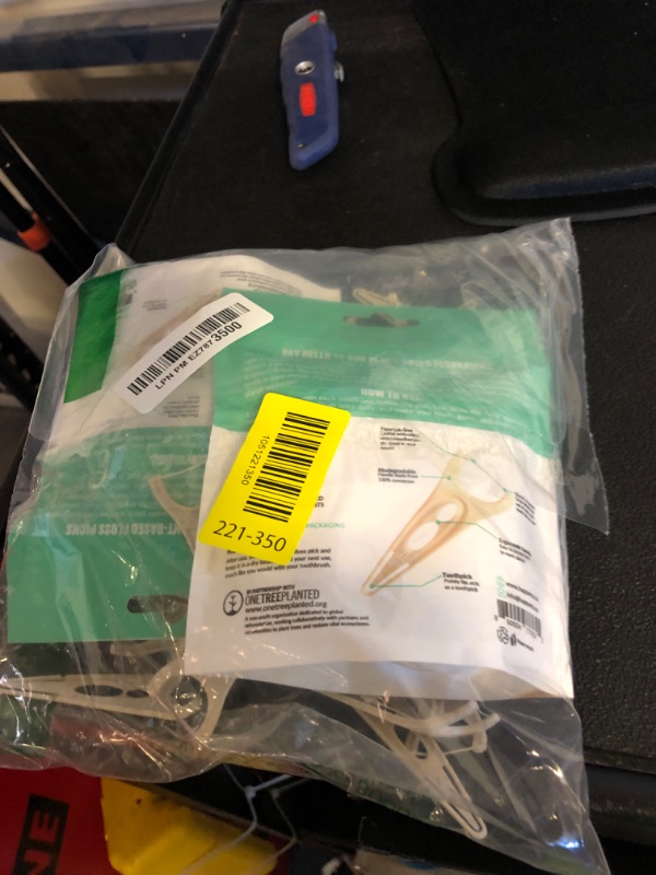 Photo 1 of Biodegradable Floss Picks (200pcs) - Natural Dental Floss - Nontoxic Plant Based Floss Sticks for Adults & Kids - Vegan Tooth Pick Flossers - Single Thread Mint