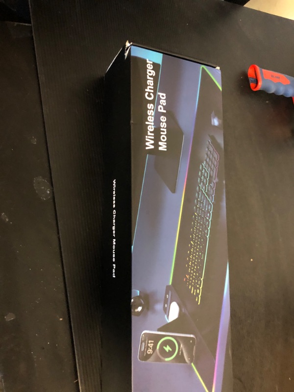 Photo 1 of XXL Mouse Pad with Phone Holder, RGB Desk Mat with 15W Fast Charging, LED Large Gaming Mouse Pad with 11 Lights Colors, Long Mouse Pads, Waterproof Non-Slip Desk Pad for Gamer Esports Pros