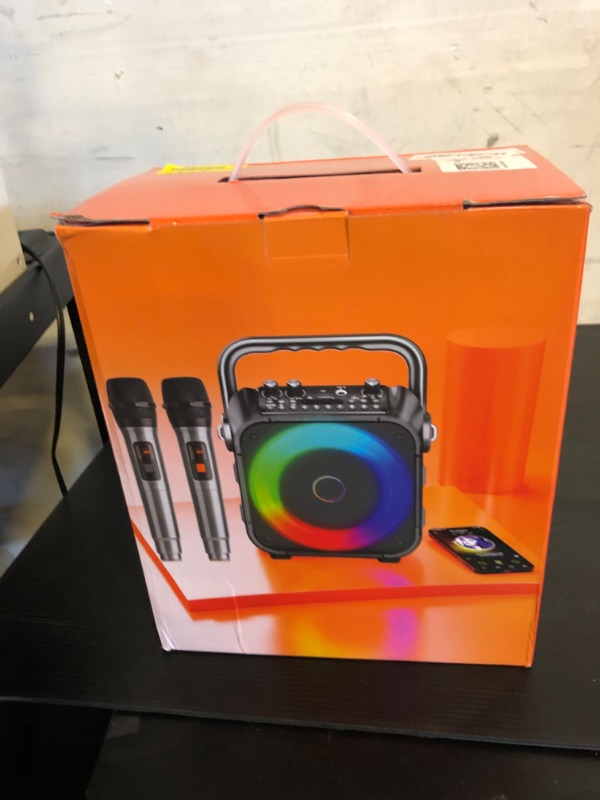Photo 1 of Karaoke Machine, Portable Bluetooth Speaker with 2 Wireless Microphones for Adults & Kids with Lights, Karaoke Microphone with PA System Supports USB/TF/REC/FM/AUX for Home Party Home System Packages