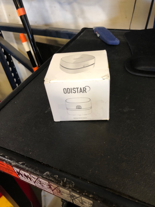 Photo 1 of ODISTAR Desktop Vacuum Cleaner, Mini Table dust Sweeper Energy Saving,High Endurance up to 90 mins,Cordless&360º Rotatable Design for Keyboard/Home/School/Office(White AA Battery)