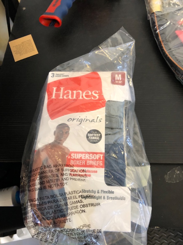 Photo 1 of Hanes Men's Originals SuperSoft Boxer Briefs, Viscose from Bamboo Men's Underwear, Black 3-Pack