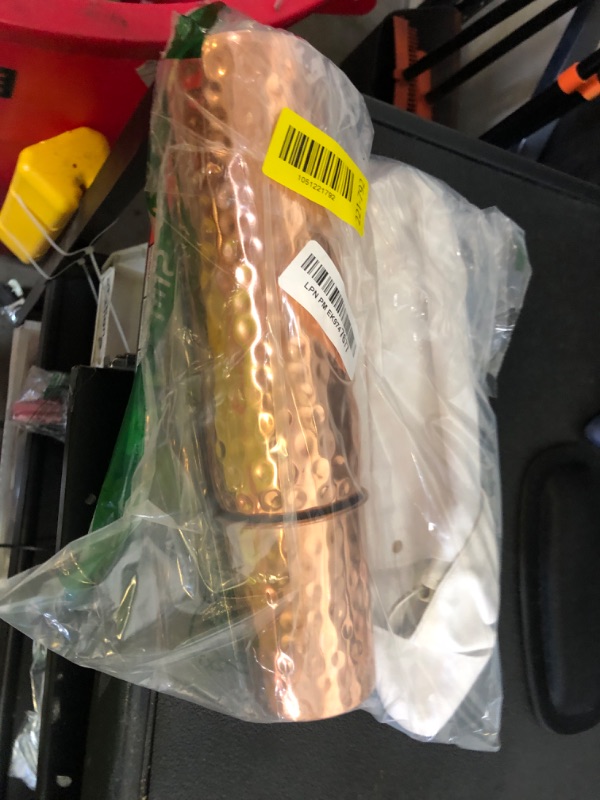 Photo 1 of Kitchen Science Authentic Ayurvedic Copper Water Bottle (34oz/1000 ml) w/Copper Tumbler for Drinking Water, Carrying Bag & Deco Sleeve | Lab-Tested, Leak-Proof