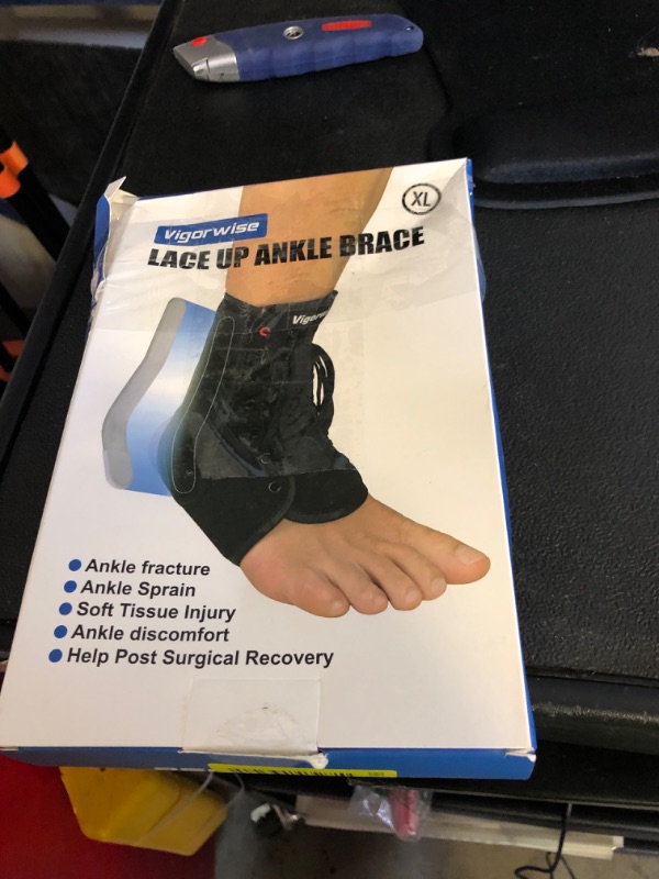 Photo 1 of Vigorwise Ankle Brace for Sprained Ankle, Lace up Ankle Brace with 1Pair Metal and Plastic Support Bars, Ankle Stabilizer Brace for Men Women, Achilles Tendon Support Brace for Left Right, XL