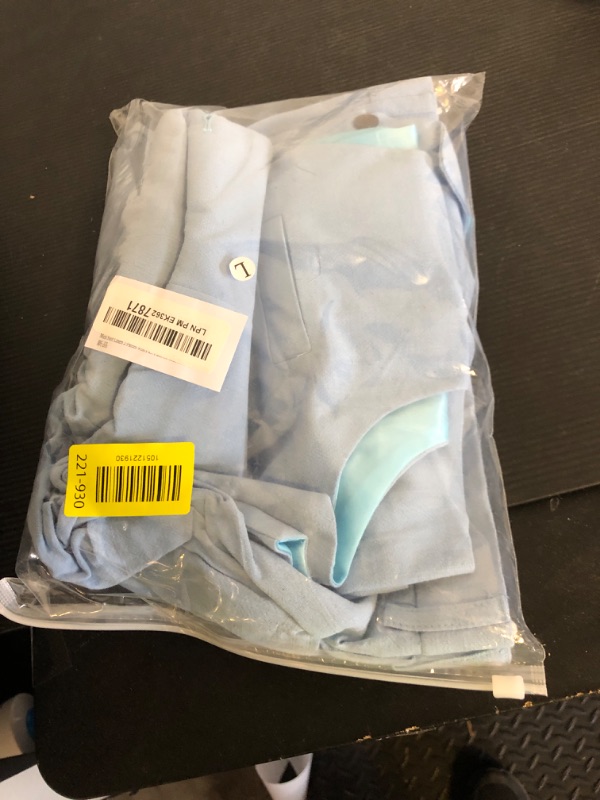 Photo 1 of Men Suit Linen 2 Pieces Vest Pant Set Light Blue Beach Wedding Attire Light Weight Formal Suit Vest & Pant for Men Slim Fit bl-L/4236