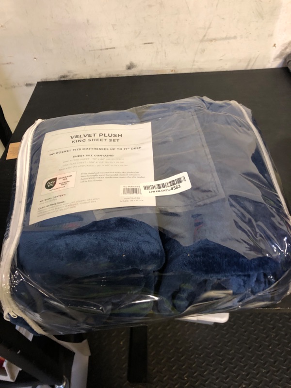 Photo 1 of Great Bay Home Extra Soft Velvet Plush King Micro Fleece Sheet Set | Deluxe Microplush Non Pilling Sheets, Deep Pocket | Lavish Sherpa Velvet Luxe Collection (King, Navy)