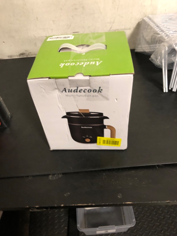 Photo 1 of Audecook Hot Pot Electric with Steamer, 1.5L Portable Nonstick Rapid Noodles Cooker, Travel Electric Skillet with Dual Power Control for Ramen/Pasta/Soup/Steak/Egg/Oatmeal (White)