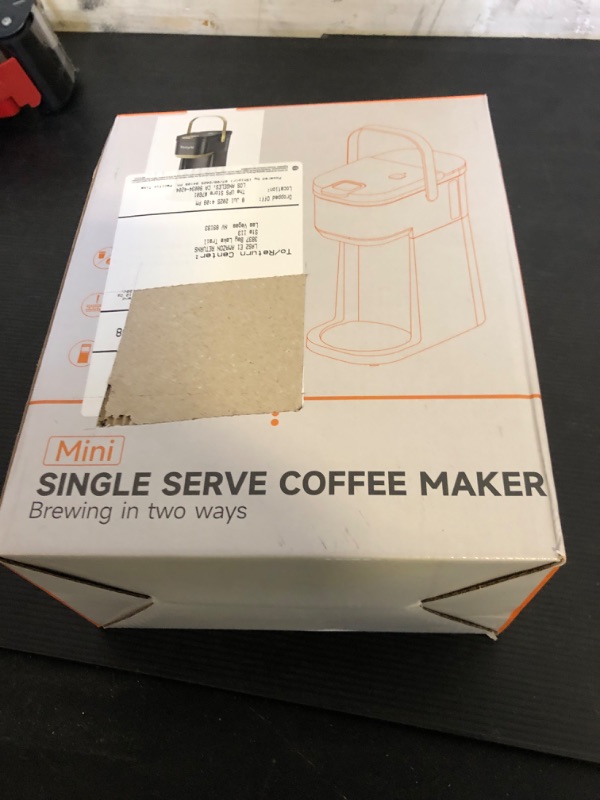 Photo 1 of Tastyle Single Serve One Cup Coffee Maker, for K Cups and Grounds, Mini Coffee Maker with Portable Handle, 6 to 12 Oz Brew Size, for Travel, Camping, Office, RV and Dorm, 120V, Black and Gold