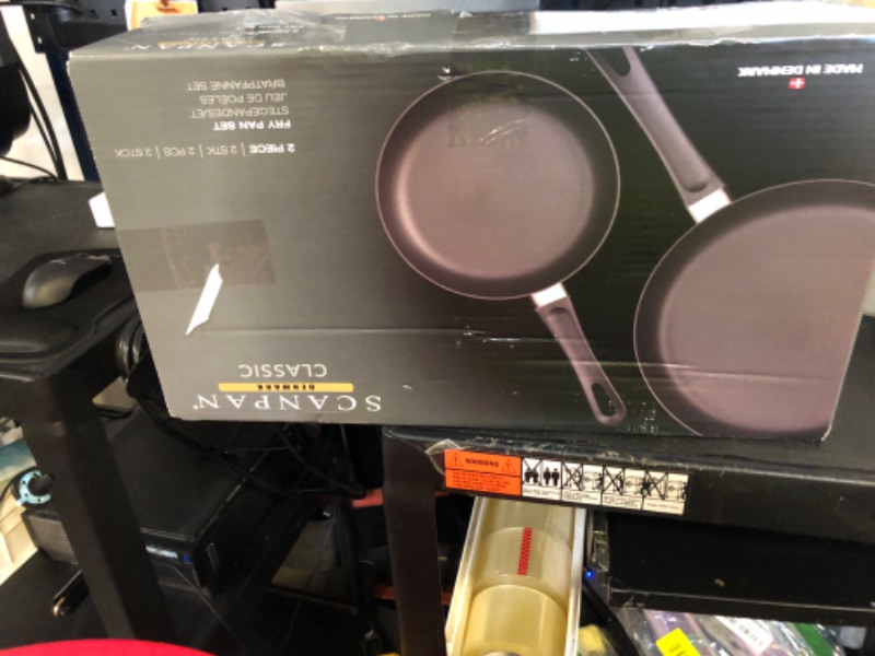 Photo 1 of Scanpan Classic 2-Piece Nonstick Fry Pan Set, 8-inch and 10 1/4-inch – Compatible with Gas and Electric Stovetops, Metal Utensil Safe, Oven Safe to 500°F, Dishwasher Safe, Black