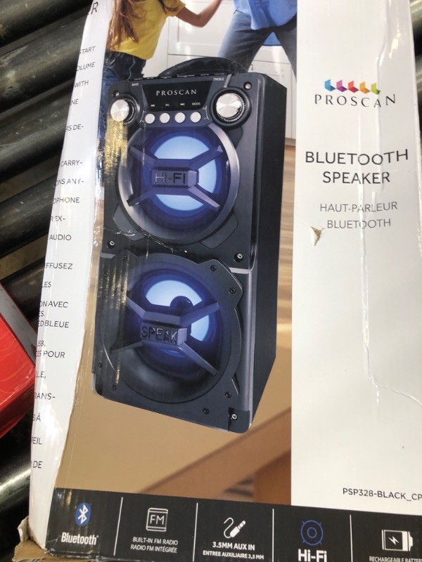 Photo 1 of LEDVANCE Sylvania, Portable Speaker with Bluetooth, Connect to iPhone, iPad or Android, Double Subwoofer Heavy Bass, Perfect for Events, Black