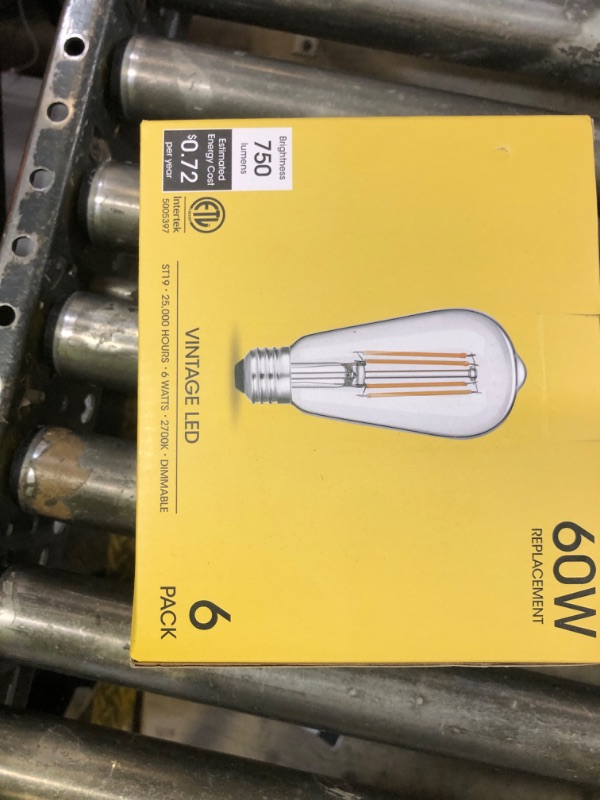 Photo 1 of Gozelux Vintage LED Edison Bulbs 6W, Equivalent 60W Incandescent, Warm White 2700K, ST58 Antique LED Filament Bulbs with 90+ CRI, E26 Medium Base,Dimmable, Clear Glass, Pack of 6