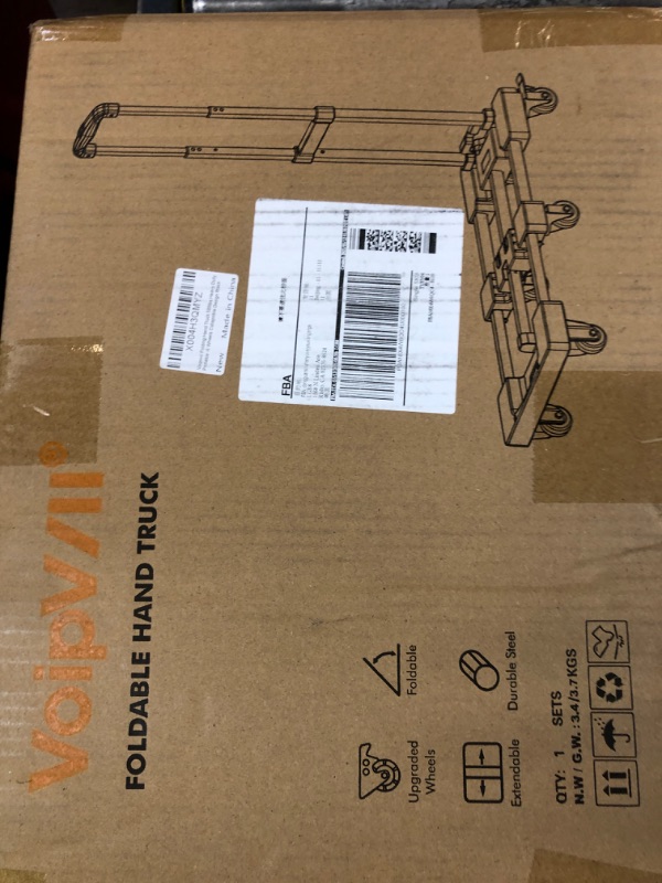 Photo 1 of Voipvvii Folding Hand Truck 500lbs, Portable Heavy Duty Dolly Cart, 6 Wheels Collapsible Luggage Cart with 2 Elastic Ropes - Compact Trolley Cart for Easy Moving - Ideal Hand Cart for Travel and More