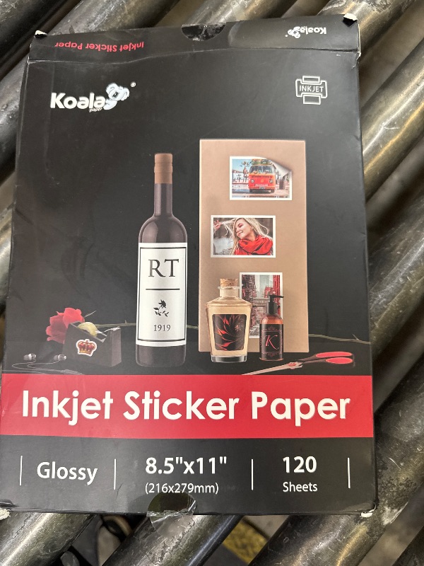 Photo 1 of Koala Printable Glossy Sticker Paper for Inkjet Printer, White, 8.5x11 Inch Self-Adhesive Photo Sticker Printer Paper, (120 Sheets)