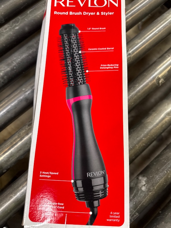 Photo 1 of REVLON One-Step Hair Dryer and Styler - Root Booster Round Brush for Styling, Dryer Brush for Fast and Easy Salon-Quality Blowout, More Shine and Less Frizz (1-1/2 in)
