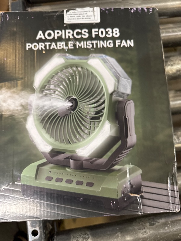 Photo 1 of Camping Misting Fan - 30000mAh Portable Battery Powered Fans with 9oz Water Tank, Light, Hook - Rechargeable, 120H Cooling, Last 5H Mist, 4 Speed, Sleep Mode - Outdoor Fan for Travel, Courtyard