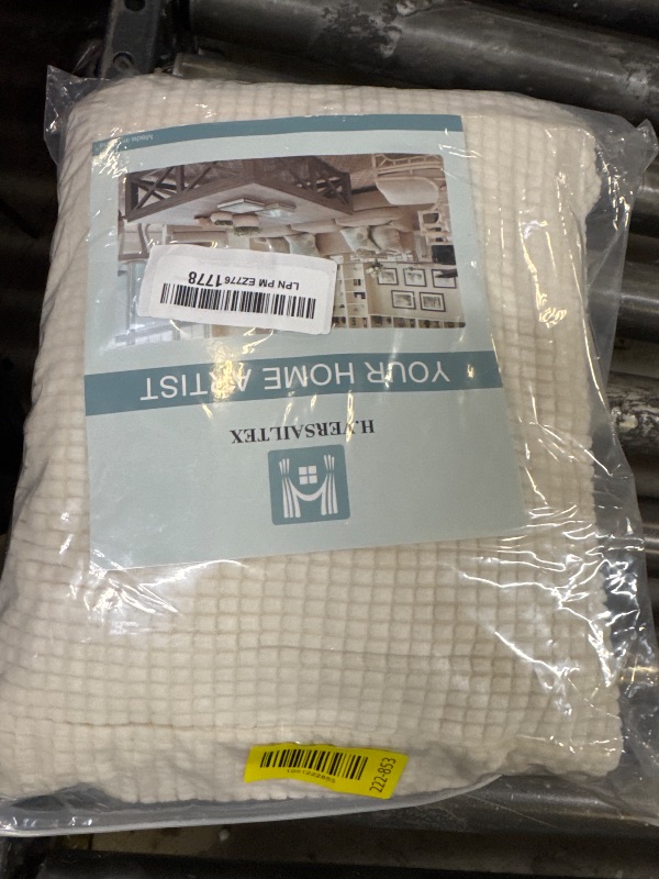 Photo 1 of H.VERSAILTEX Super Stretch Individual Seat Cushion Covers - Sofa & Couch Cushion Slipcover Sets - Thick Jacquard Textured Twill Fabric (3 Piece XL, Ivory)
