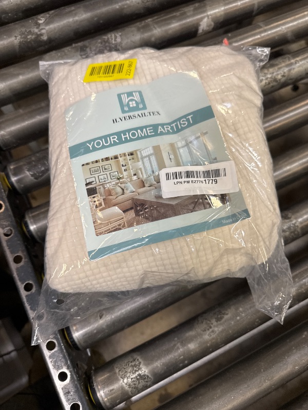 Photo 1 of H.VERSAILTEX Super Stretch Individual Seat Cushion Covers - Sofa & Couch Cushion Slipcover Sets - Thick Jacquard Textured Twill Fabric (3 Piece XL, Ivory)