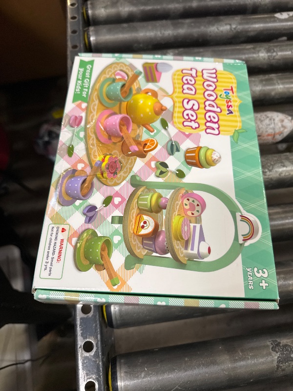 Photo 1 of Lonico Wooden Tea Party Set for Little Girls Toddler Tea Set with Cupcake Stand & Food Dessert, Play Kitchen Accessories for Toddlers 2 3 4 5 6 Years Old, Wooden Toys Birthday Kids Girls Gifts 3-6