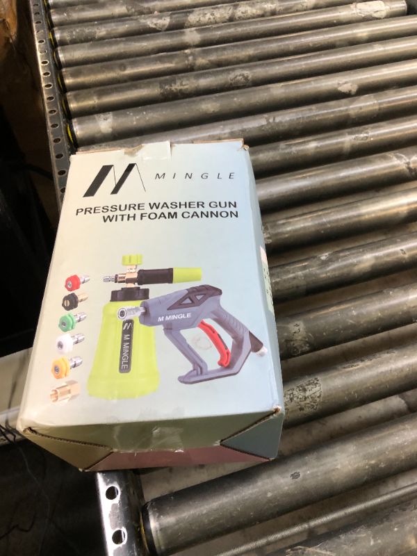 Photo 1 of M MINGLE High Pressure Washer Gun Snow Foam Lance, 4000 PSI Cannon Foam Blaster Power Washer with 1/4" Quick Connector, Car Wash Foam Cannon Kit with 5 Pressure Washer Nozzle Tips, 1 Liter