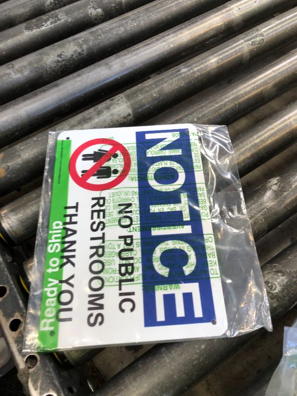 Photo 1 of ComplianceSigns.com Notice No Public Restrooms Thank You OSHA Safety Sign, 10x7 inch Plastic for Restrooms White