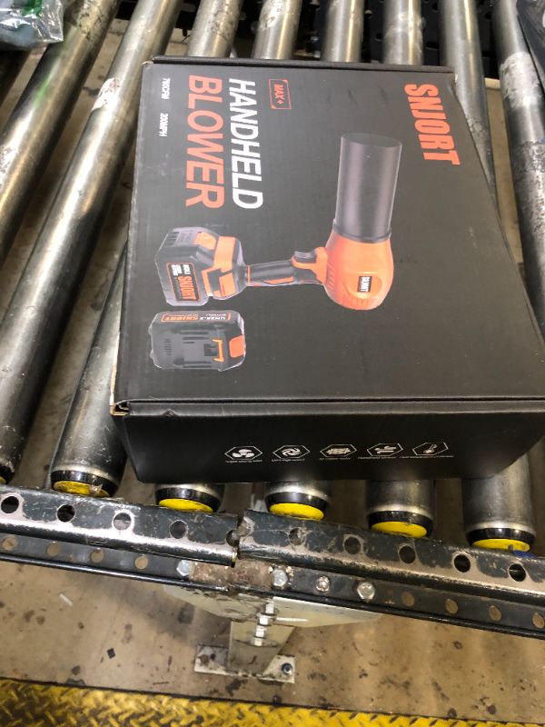 Photo 1 of Leaf Blower Cordless with Battery and Charger,500,000 RPM,Extended Nozzle,Lightweight Handheld Design,Blower for Patio Cleaning,car Blowing Water,Blowing Leaves and Dust (Bright Orange