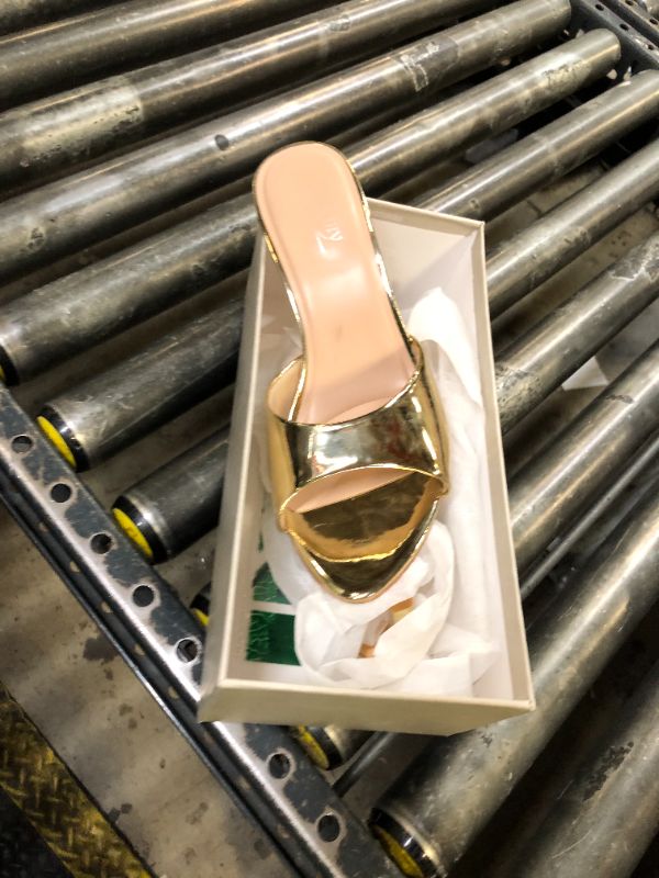 Photo 1 of Susanny Gold Mule Heels for Women Pointed Open Toe Sexy Slip on High Heeled Sandals Stiletto Dress Comfortable Backless Mules Shoes Wedding Bridal Parties Vacation Casual Office Work Shoes 9