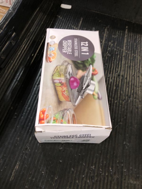 Photo 1 of 12-in-1 Vegetable Chopper, Mandoline Food Slicer for Kitchen, Cheese Grater, Veggie Chopper with Container, Vegetable Cutter for Onion, Salad and Fruit- Stainless Steel, Home Essential Tools