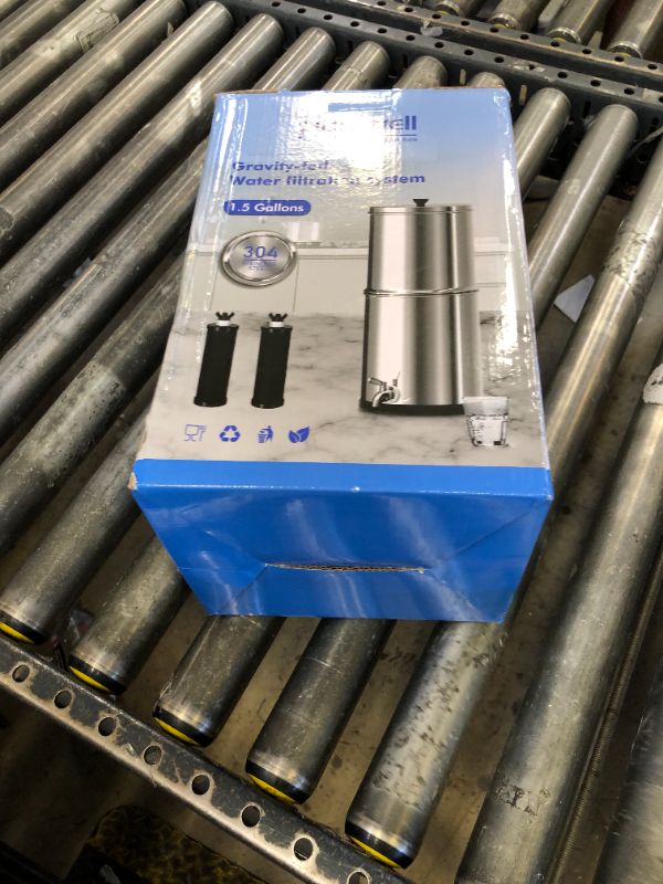 Photo 1 of Purewell Gravity-Fed 1.5 Gallon Stainless Steel Countertop Water Filter System – Perfect for Kitchen Use, Camping, and Adventure