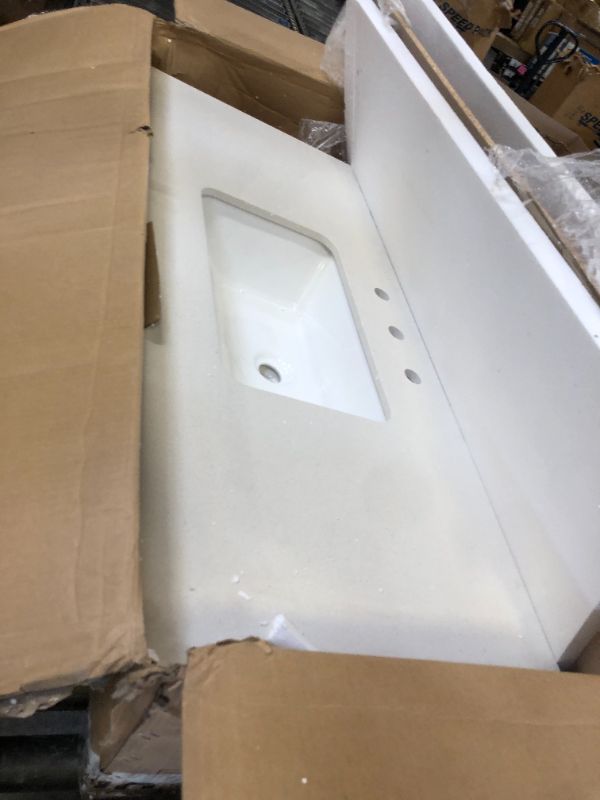 Photo 1 of YITAHOME 48 Inch Floating Vanity with 3 Drawers, Wall Mounted Bathroom Vanity with White Quartz Countertop & Oak Veneer, Big Space Storage for Modern Bathroom, Walnut