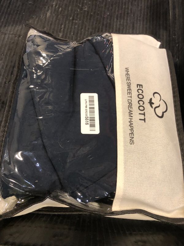 Photo 1 of ECOCOTT Navy Blue Duvet Cover Queen Size, 100% Washed Cotton 3 Piece Bedding Set 1 Duvet Cover with Zipper and 2 Pillowcases, Ultra Soft and Easy Care Breathable Duvet Cover(Navy Blue, Queen)