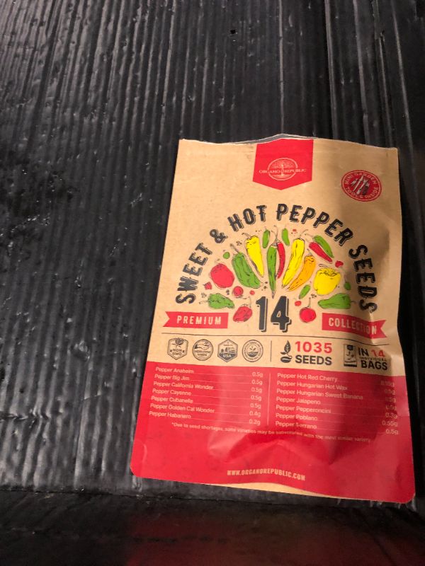 Photo 1 of Organo Republic 14 Sweet & Hot Peppers Seeds Variety Pack - 1,030+ Non-GMO Heirloom Pepper Seeds for Outdoor and Indoor Home Gardening, Including Pepper Cayenne, Habanero, Jalapeno, Poblano, Serrano