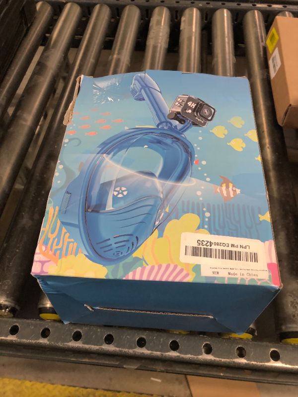 Photo 1 of QingSong Kids Snorkel Mask Full Face, Snorkeling Set with Camera Mount, 180 Degree Panoramic View Snorkeling Gear Anti-Fog Anti-Leak