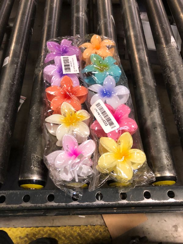 Photo 1 of HAPTIME 10 Pack Flower Claw Clips for Women, Preppy Hair Clips, Plumeria Hair Clip, Hawaiian Flower Hair Clips, Gifts for Women Teen Girls