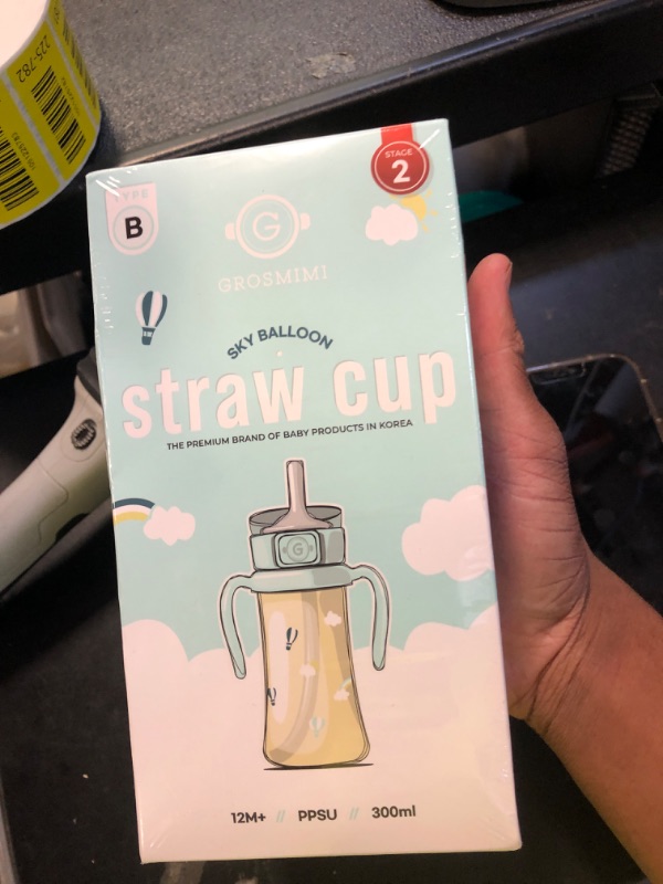 Photo 1 of GROSMIMI Flip Top Spill Proof Sippy Cup, PPSU, BPA Free, 10 oz, Stage 2 Straw for Toddlers (Air balloon)
