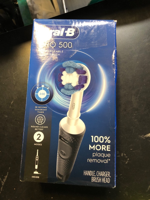 Photo 1 of Oral-B Pro 500 Electric Toothbrush with (1) Brush Head, Rechargeable, Black