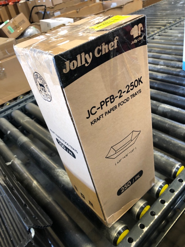 Photo 1 of JOLLY CHEF 2lb Paper Food Trays, 250 Pack Disposable Paper Boat, Kraft Serving Boats, Food Holder Trays for Snacks French Fries Nachos Hot Dog Tacos BBQ Party