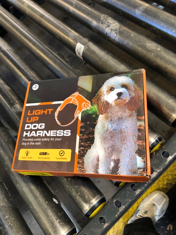 Photo 1 of Dog Harness No Pull Dog Harness Rechargeable Lighted Pet Vest Harness for Night Walking, Reflective Dog Vest Glow Dog Collar, Adjustable Soft Padded Leash, 7 Colors Changing, 3 LED Modes (S)