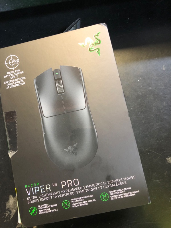 Photo 1 of Razer Viper V3 Pro Wireless Esports Gaming Mouse: Symmetrical - 54g Lightweight - 8K Polling - 35K DPI Optical Sensor - Gen3 Optical Switches - 8 Programmable Buttons - 95 Hr Battery - Black