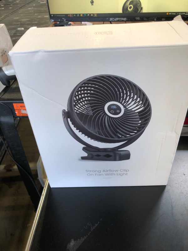 Photo 1 of Koonie 10000mAh Portable Clip on Fan with LED Lantern and Hook, 8'' Battery Operated Desk Fan, Quiet Camping Fan with LED Digital Display, 360° Rotation & 3 Speeds for Travel Tent Gym Treadmill